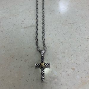 Lagos Caviar 18” link beaded chain with beaded link chain w/beaded cross pendant